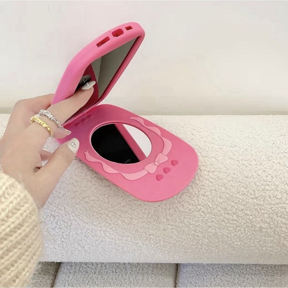 3D Bow Phone Call Makeup Mirror Phone Case For iPhone 17 Pro Max - Picture 4 of 9